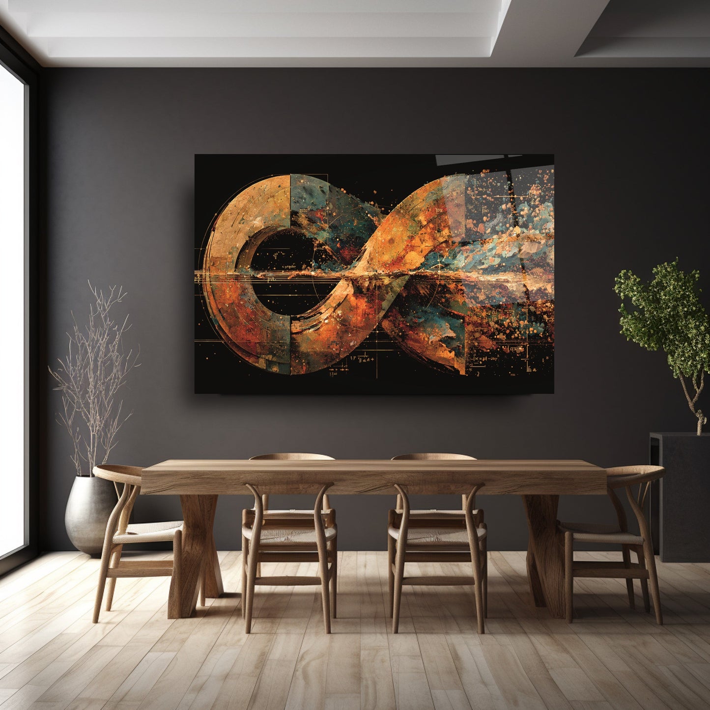 Soyut Sonsuzluk İşareti Cam Tablo