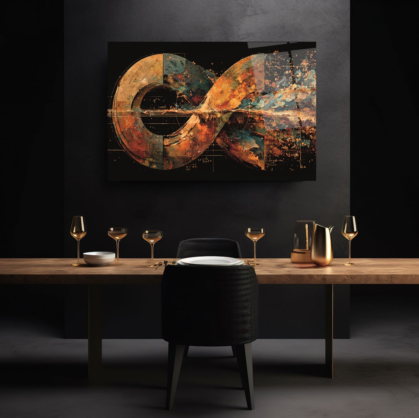 Soyut Sonsuzluk İşareti Cam Tablo