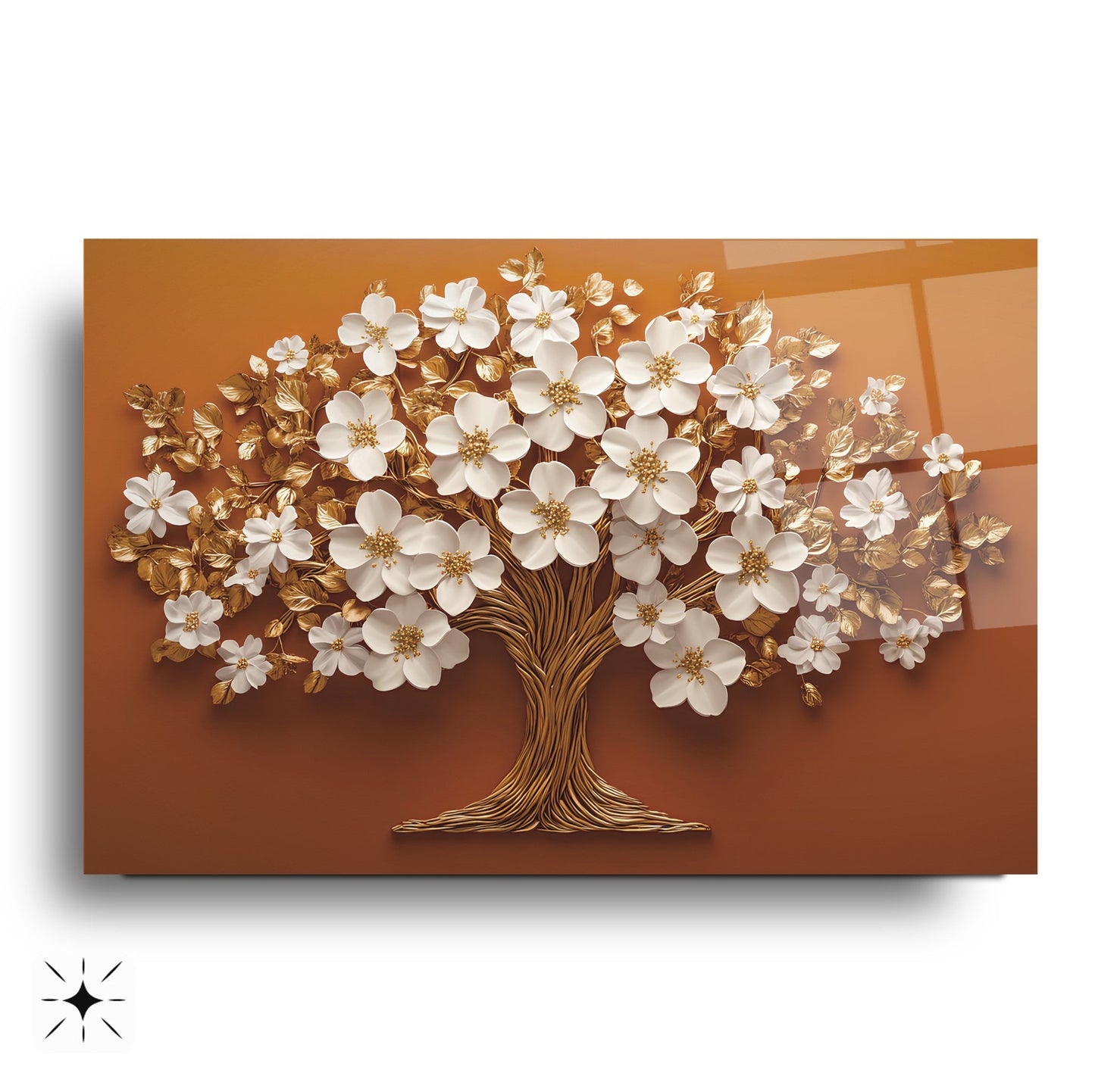 Çiçekli Hayat Ağacı Cam Tablo