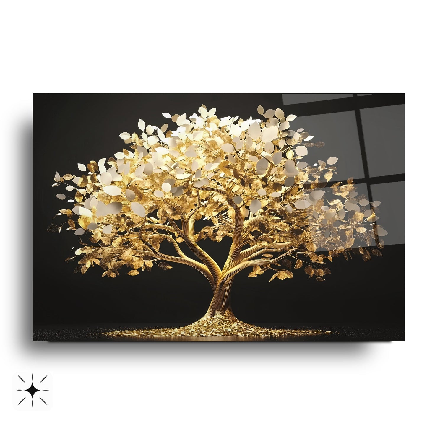 Gold Hayat Ağacı Cam Tablo