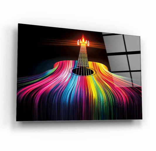 Renkli Gitar Cam Tablo