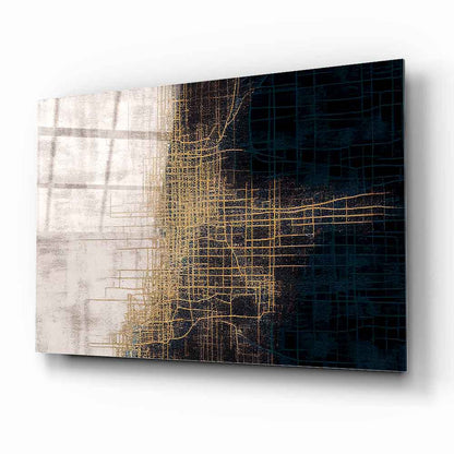 Gold Siyah Soyut Cam Tablo