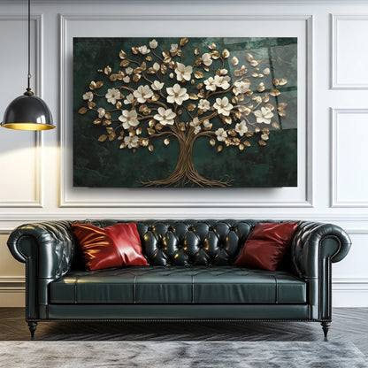 Gold Detay Hayat Ağacı Cam Tablo