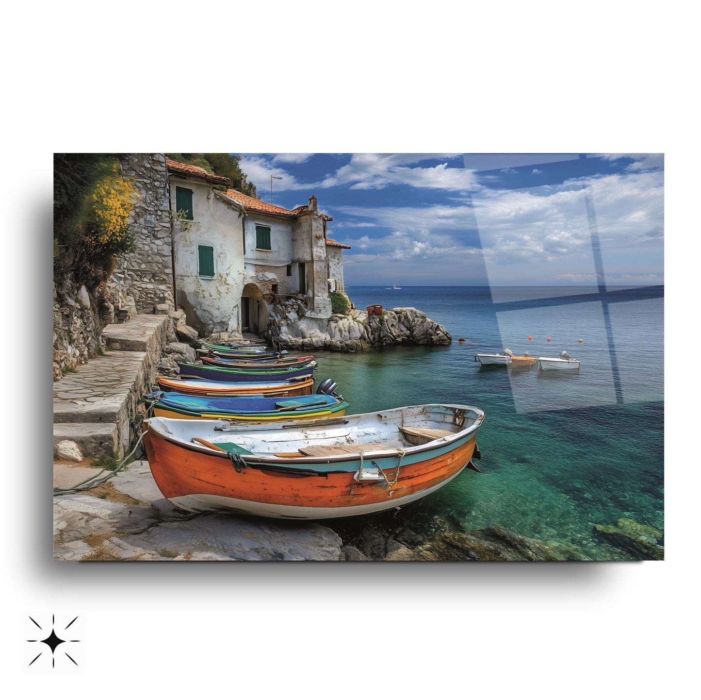 Deniz ve Sandal Manzarası Cam Tablo