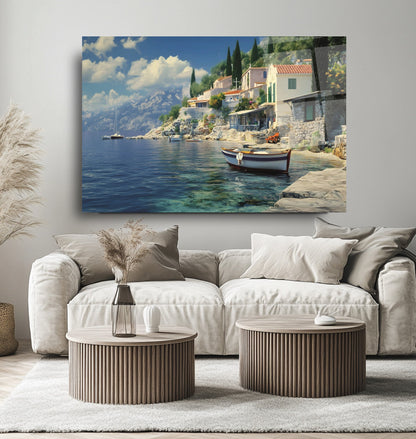 Deniz ve Sandal Manzarası Cam Tablo