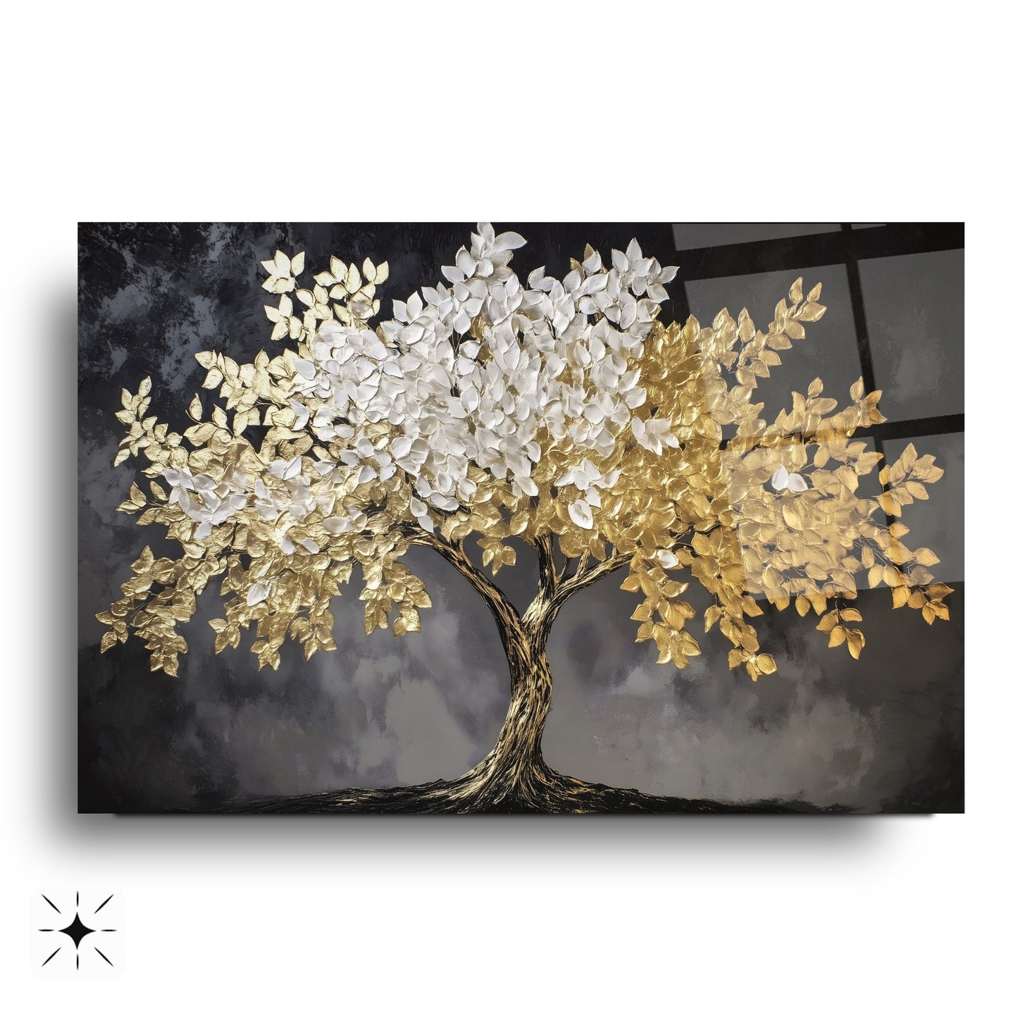 Gold Detaylı Hayat Ağacı Cam Tablo
