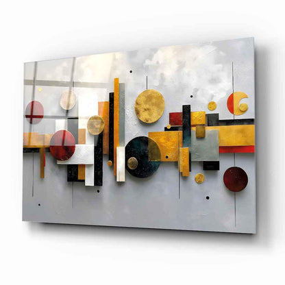 Geometrik Renkli Soyut Cam Tablo