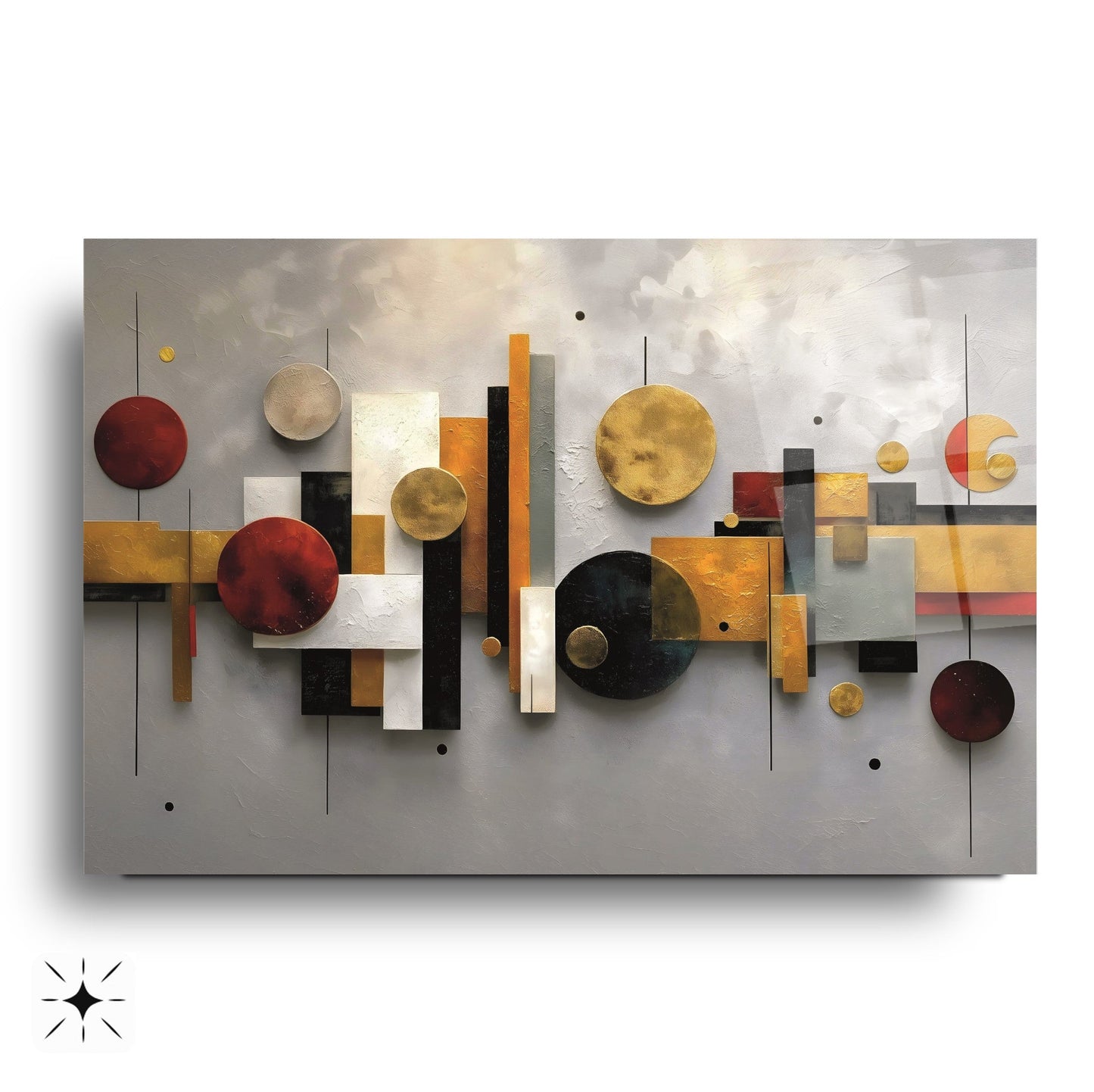 Geometrik Renkli Soyut Cam Tablo