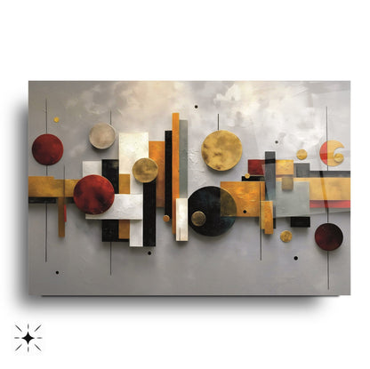 Geometrik Renkli Soyut Cam Tablo
