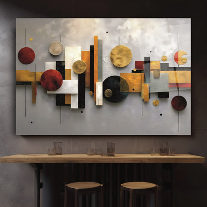 Geometrik Renkli Soyut Cam Tablo
