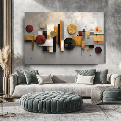 Geometrik Renkli Soyut Cam Tablo