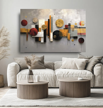 Geometrik Renkli Soyut Cam Tablo