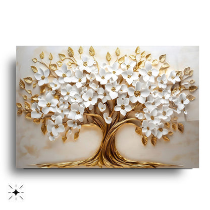 Çiçekli Hayat Ağacı Cam Tablo