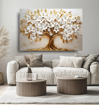 Çiçekli Hayat Ağacı Cam Tablo