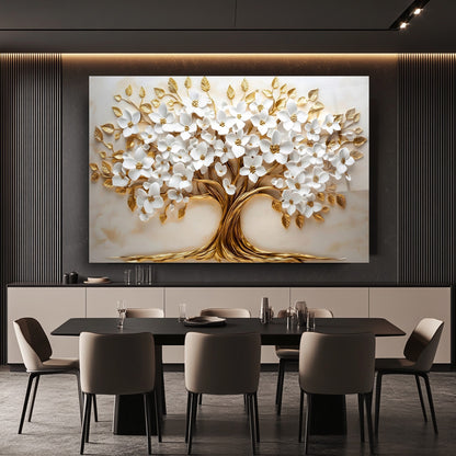 Çiçekli Hayat Ağacı Cam Tablo