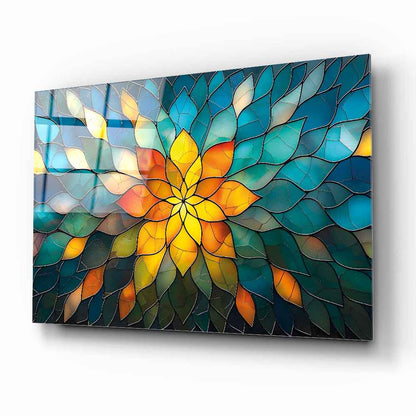 Soyut Vitray Desen Cam Tablo