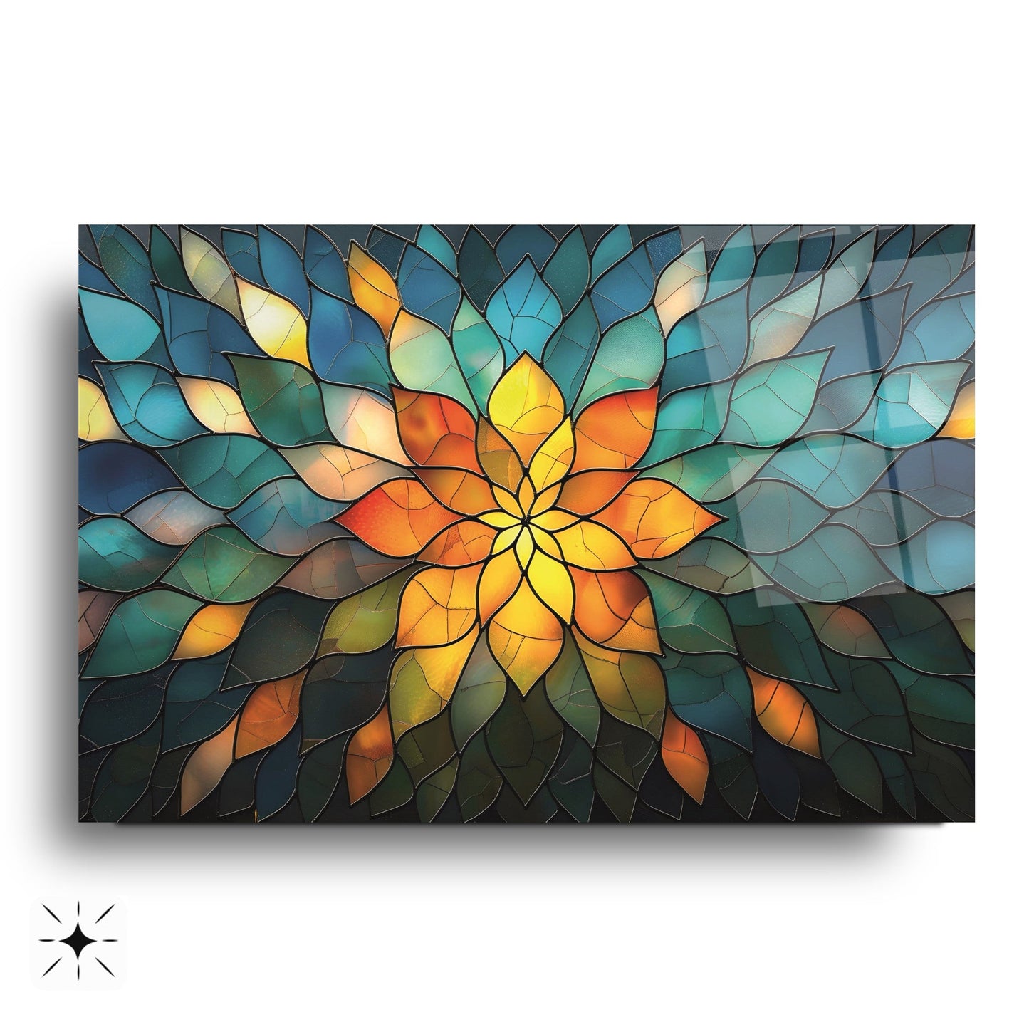 Soyut Vitray Desen Cam Tablo