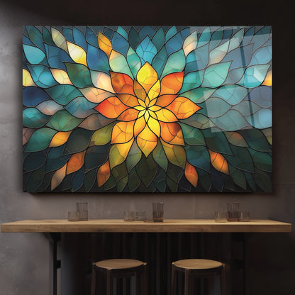 Soyut Vitray Desen Cam Tablo