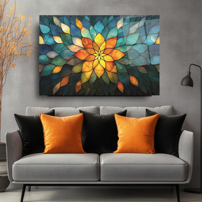 Soyut Vitray Desen Cam Tablo