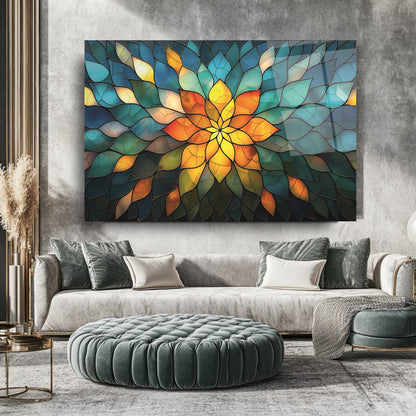 Soyut Vitray Desen Cam Tablo