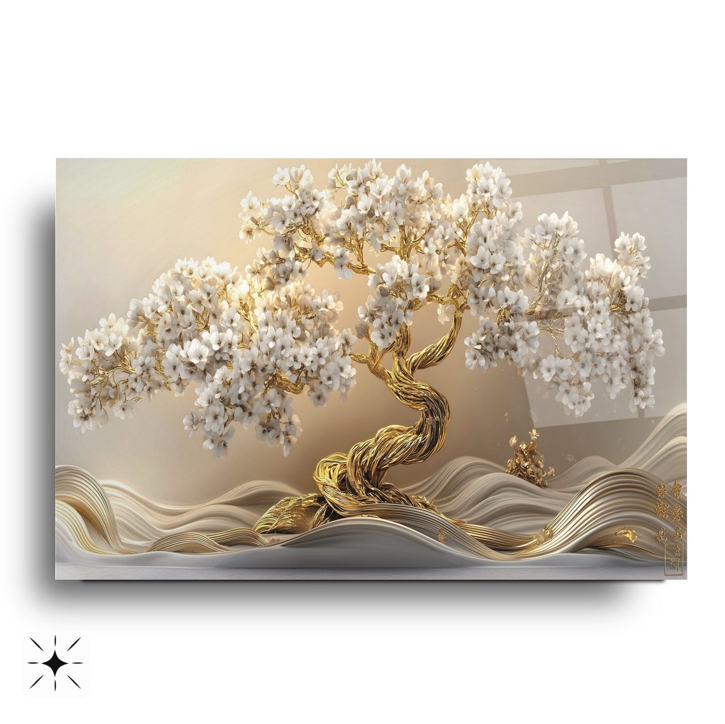 Gold Hayat Ağacı Cam Tablo