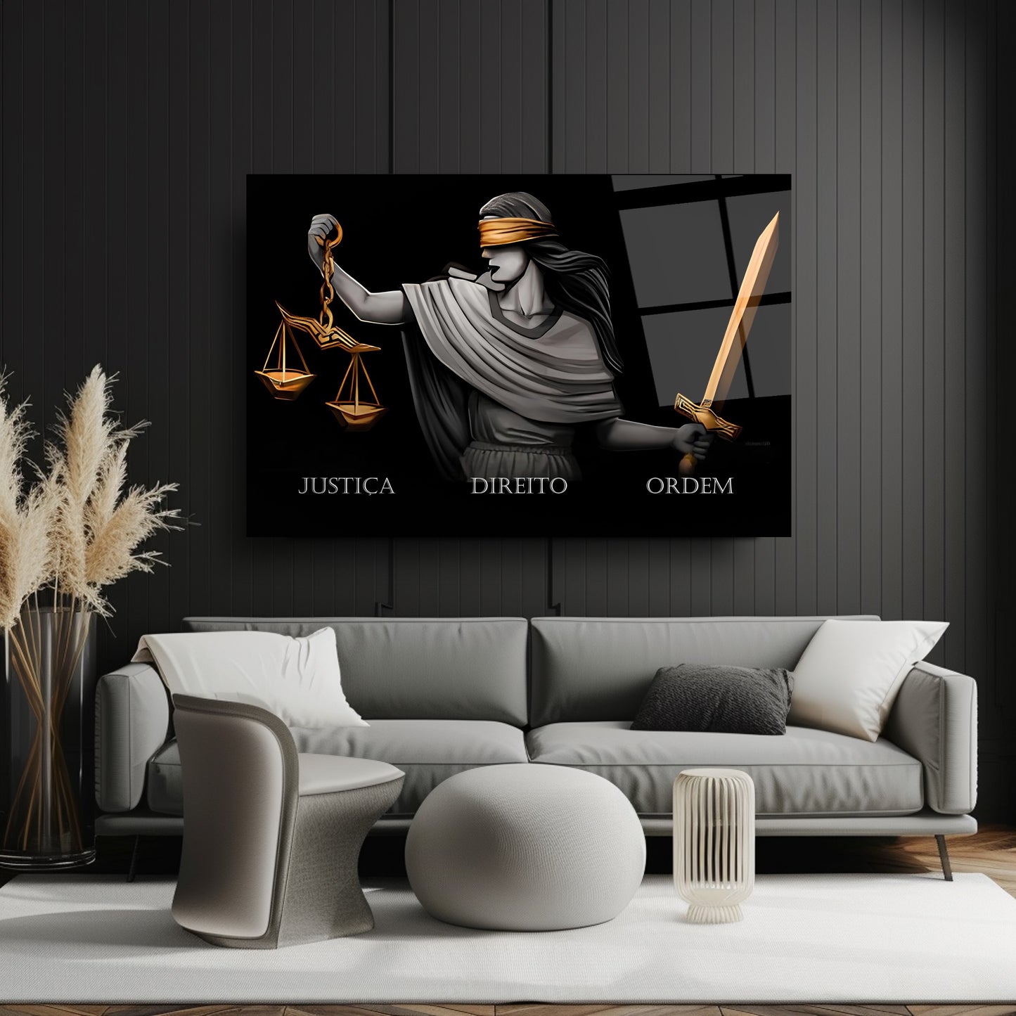 Themis Adalet Heykeli Cam Tablo