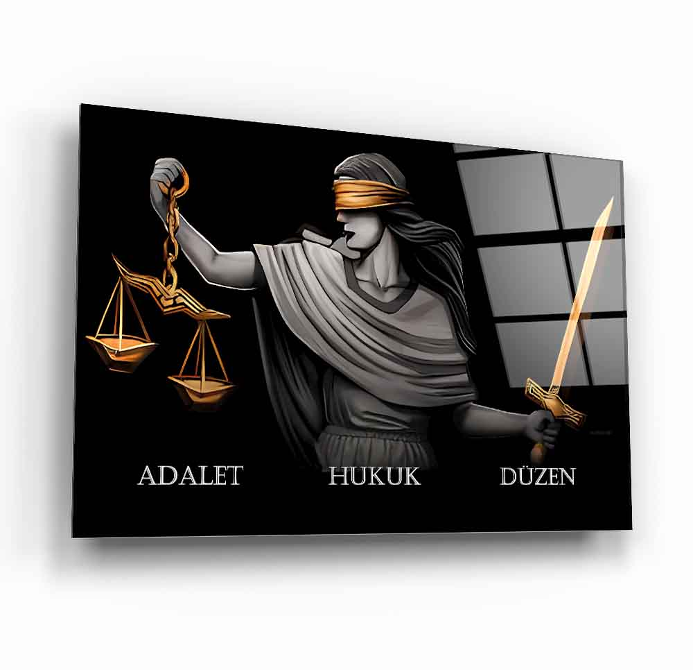 Themis Adalet Heykeli Cam Tablo