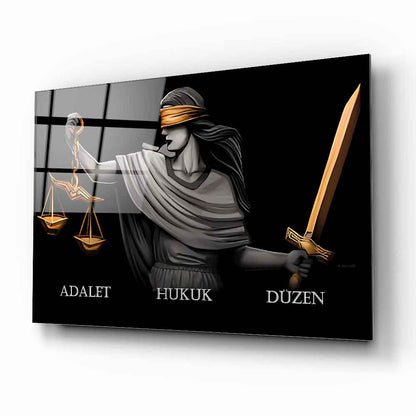 Themis Adalet Heykeli Cam Tablo