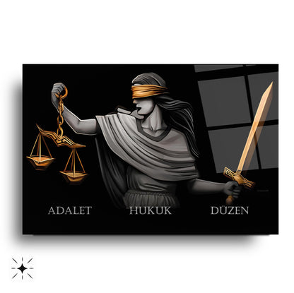 Themis Adalet Heykeli Cam Tablo
