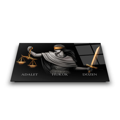 Themis Adalet Heykeli Cam Tablo
