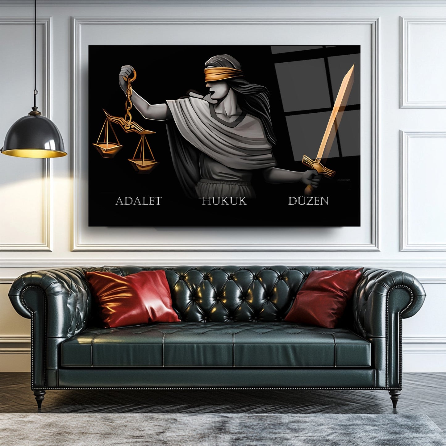 Themis Adalet Heykeli Cam Tablo