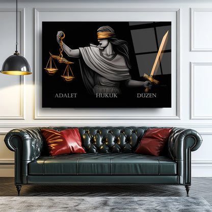 Themis Adalet Heykeli Cam Tablo