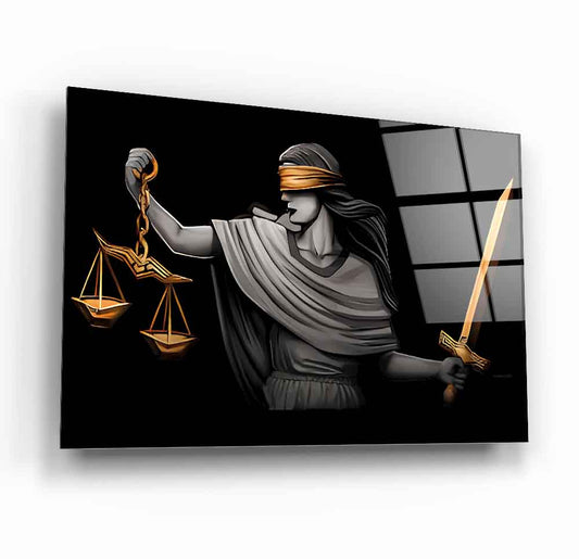 Themis Adalet Kadını Heykeli Cam Tablo