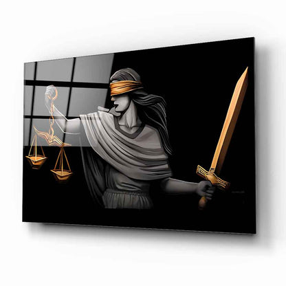 Themis Adalet Kadını Heykeli Cam Tablo