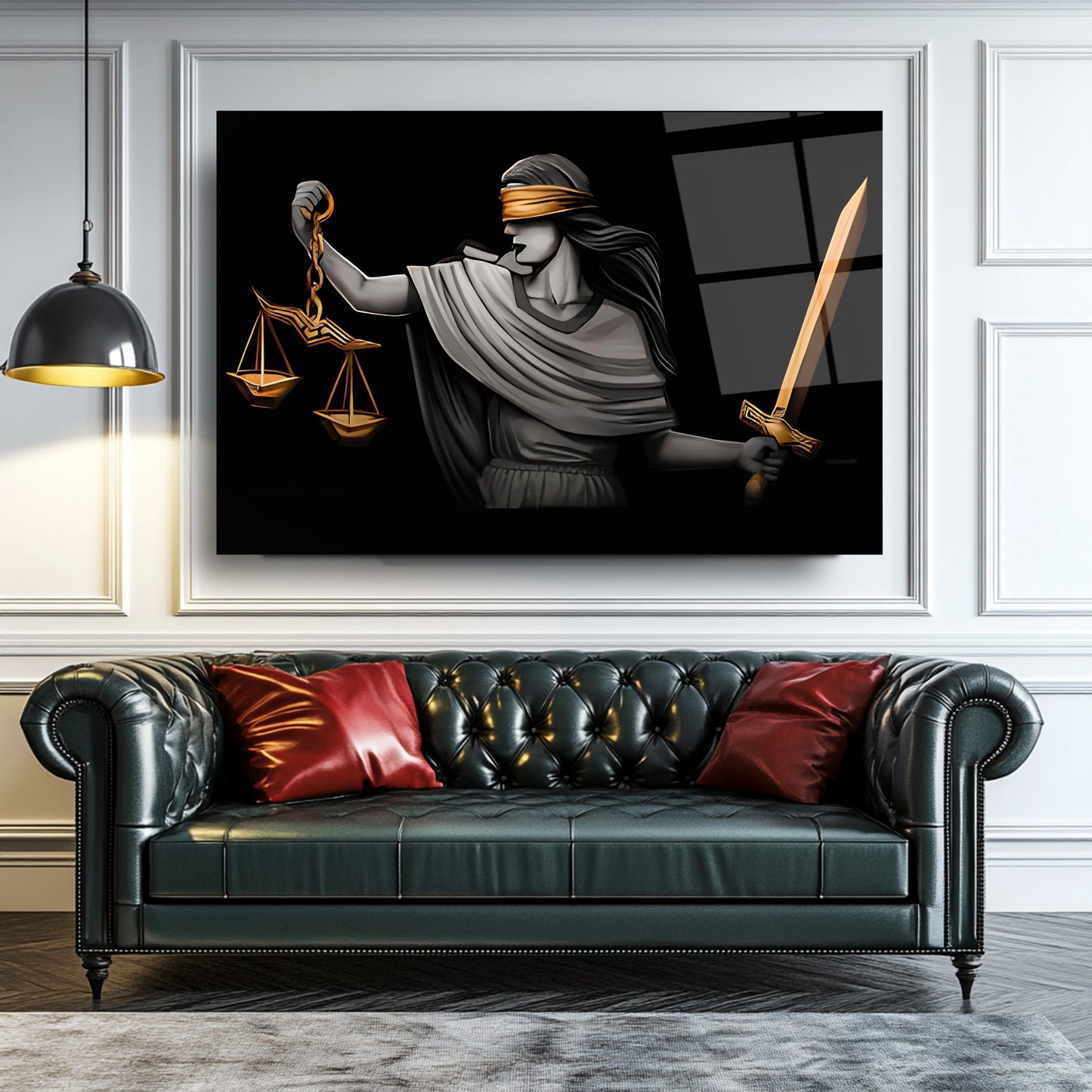 Themis Adalet Kadını Heykeli Cam Tablo