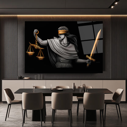 Themis Adalet Kadını Heykeli Cam Tablo