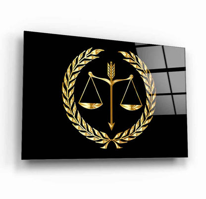 Gold Adalet Terazisi Cam Tablo