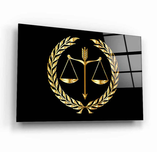 Gold Adalet Terazisi Cam Tablo