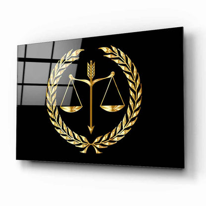 Gold Adalet Terazisi Cam Tablo