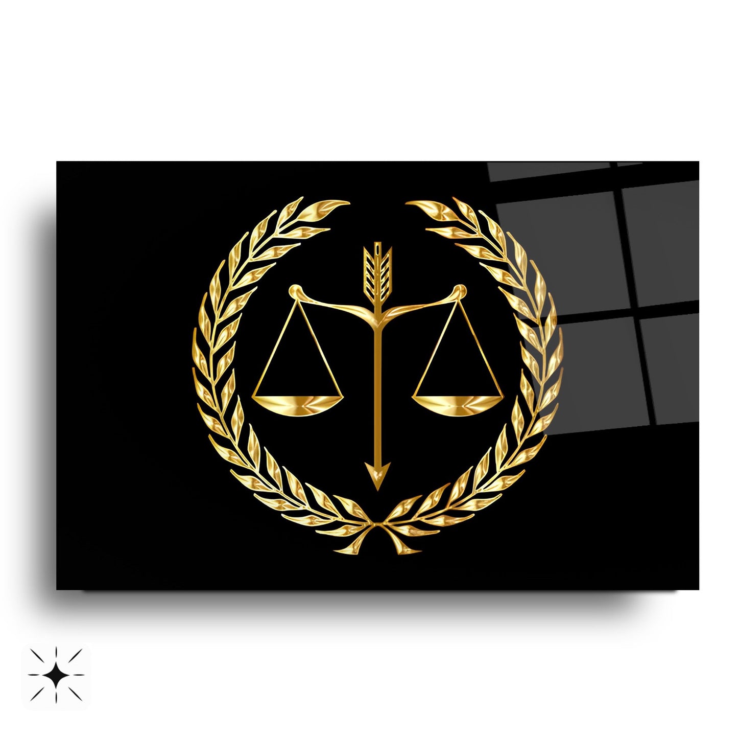 Gold Adalet Terazisi Cam Tablo