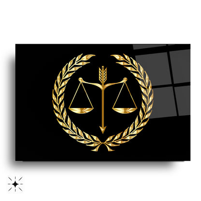 Gold Adalet Terazisi Cam Tablo