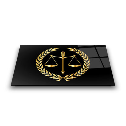 Gold Adalet Terazisi Cam Tablo