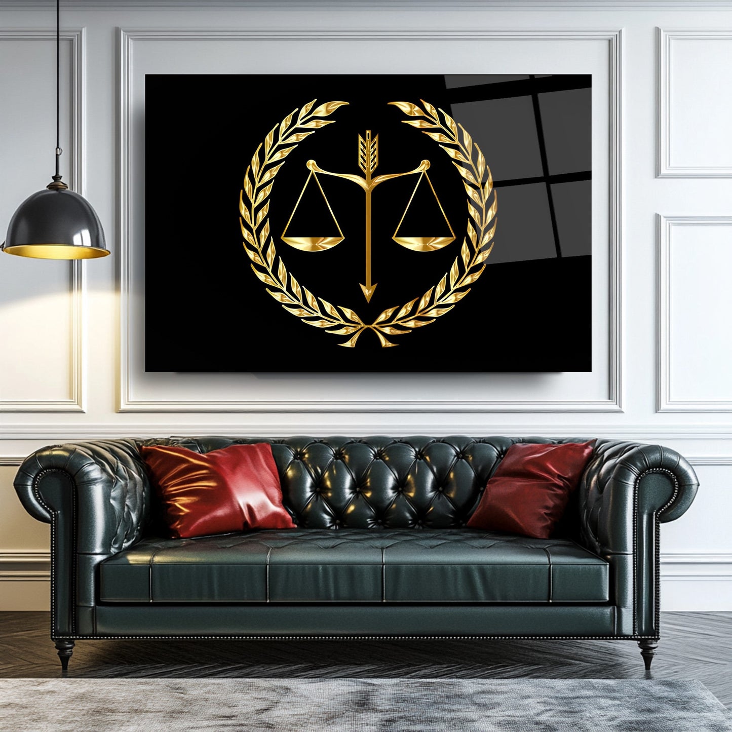 Gold Adalet Terazisi Cam Tablo