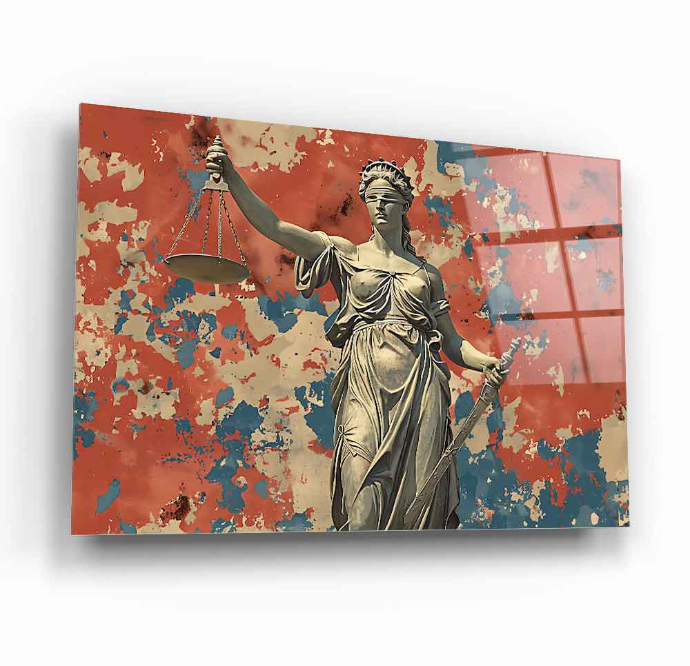 Themis Adalet Heykeli Cam Tablo