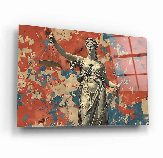 Themis Adalet Heykeli Cam Tablo
