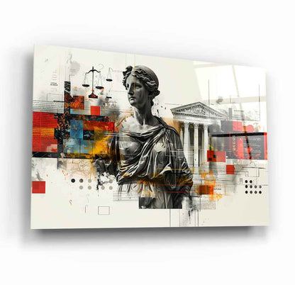 Themis Adalet Heykeli Cam Tablo