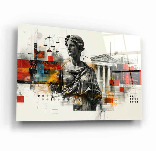 Themis Adalet Heykeli Cam Tablo
