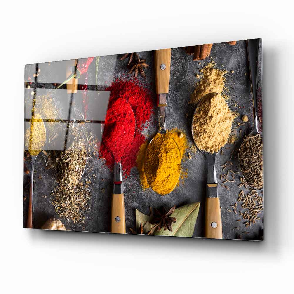 Renkli Baharatlar Cam Tablo