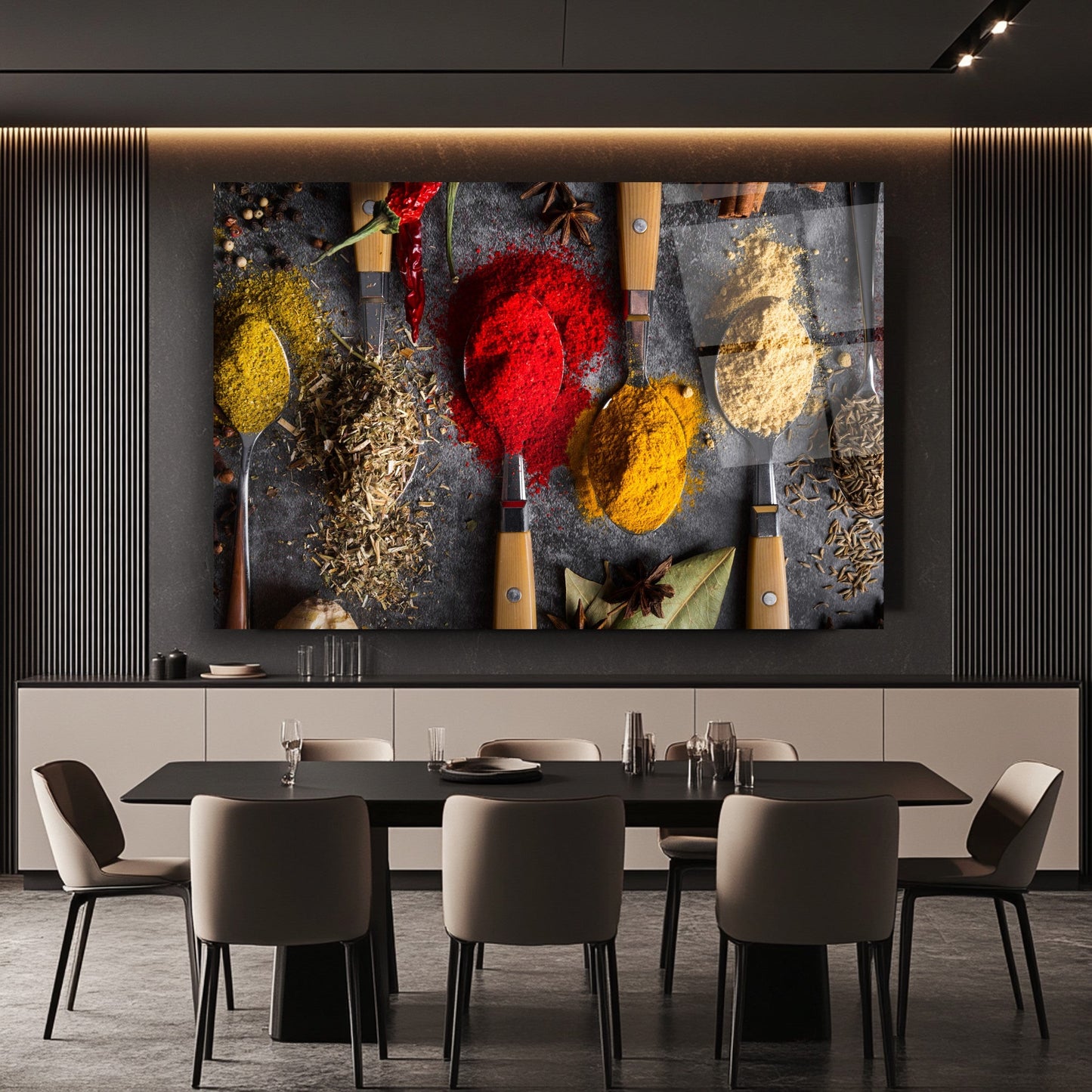 Renkli Baharatlar Cam Tablo