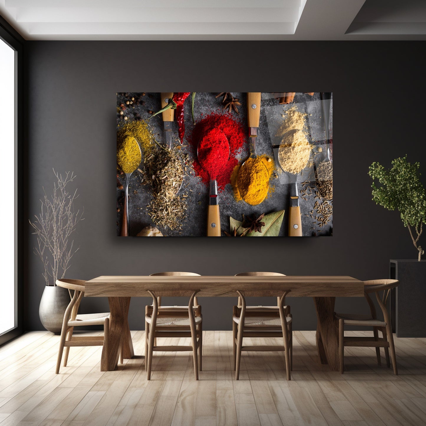 Renkli Baharatlar Cam Tablo